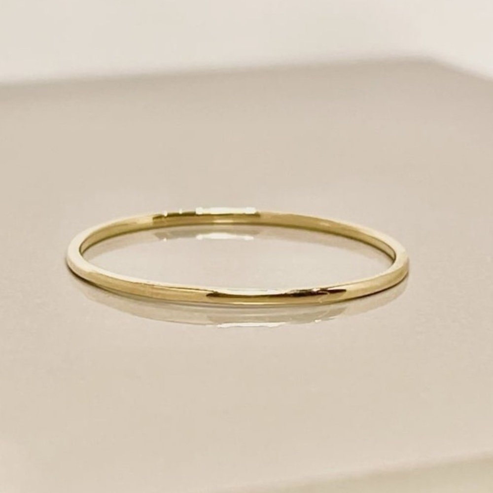 14K Gold 1MM Thin Wedding Engagement Promise Stacking Ring Band